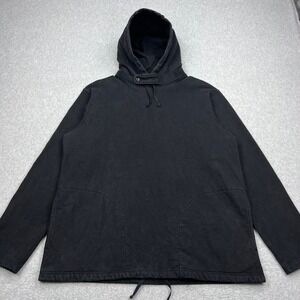 Engineered Garments Sweatshirt Men's XXL Black Button Neck Drawstring Hem Hoodie